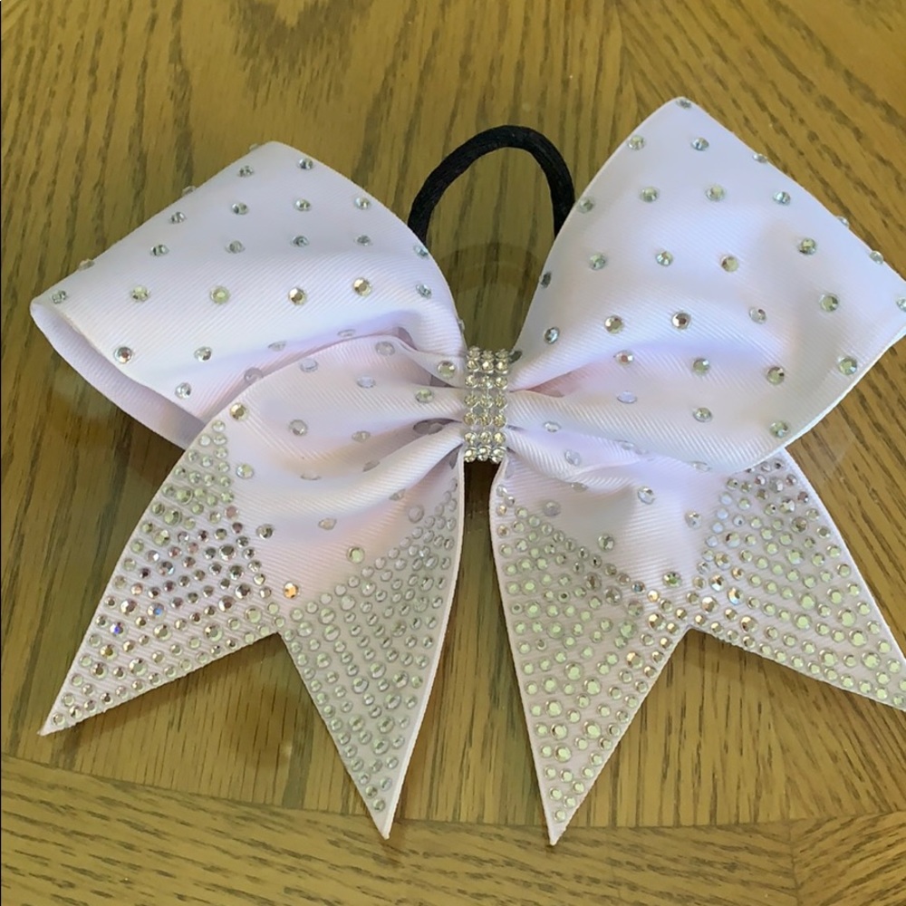 White Cheer Bow With Rhinestones